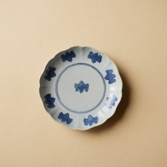 古伊万里コンニャク印判桐文六寸皿