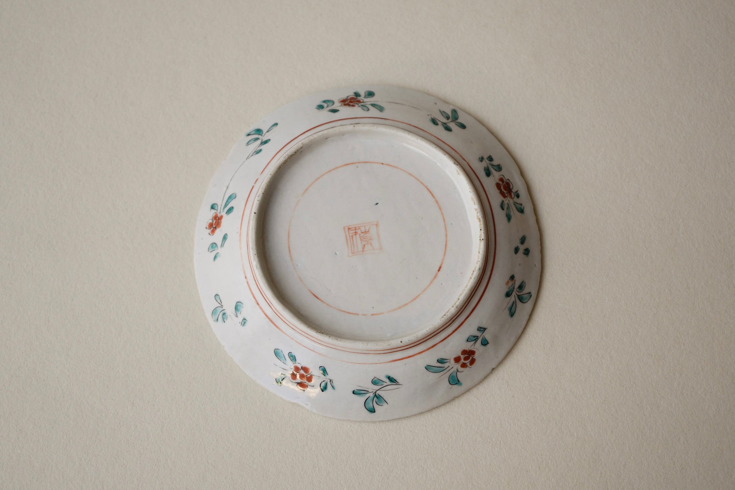 初期赤絵松梅鳥文皿