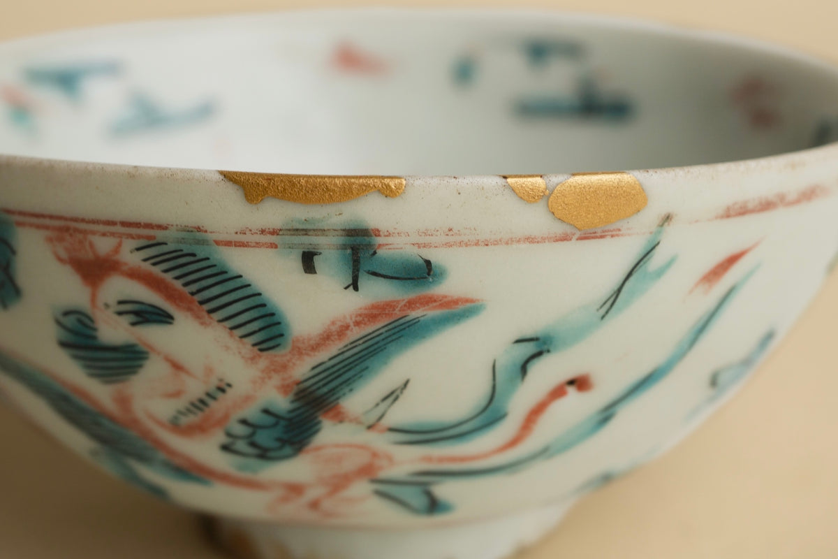 呉須赤絵鳳凰図茶碗